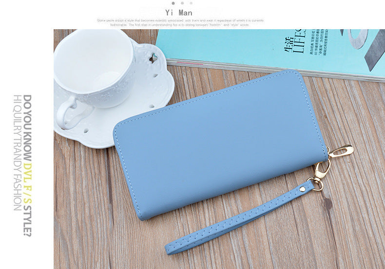 New women's wallet women's long zipper clutch fashion embroidered wallet large capacity soft leather change phone bag
