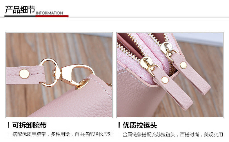 New wallet women's long double zipper clutch fashion stitching contrast color large capacity double-layer wallet mobile phone bag