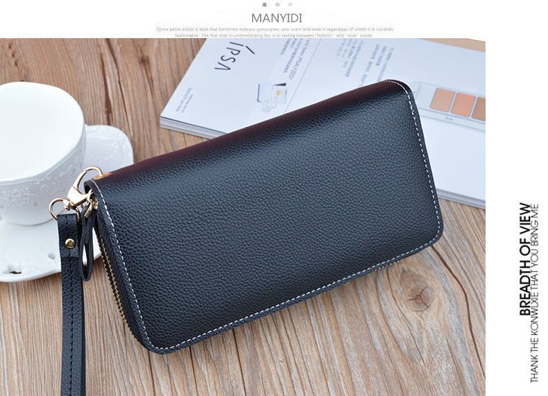 New wallet women's long double zipper clutch fashion stitching contrast color large capacity double-layer wallet mobile phone bag