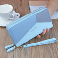 New wallet women's long double zipper clutch fashion stitching contrast color large capacity double-layer wallet mobile phone bag