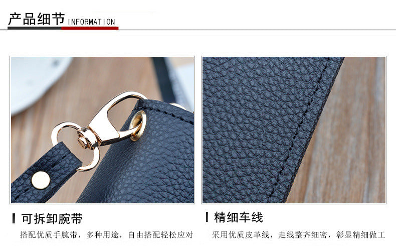 New Women's Wallet Women's Long Double Zipper Clutch Bag Fashionable Litchi Pattern Large Capacity Double Wallet Mobile Phone Bag