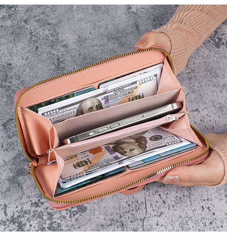 Factory New Wallet Korean Style Cute Long Coin Purse Large Capacity Women Multi Card Zipper Handheld Mobile Phone Bag for Women