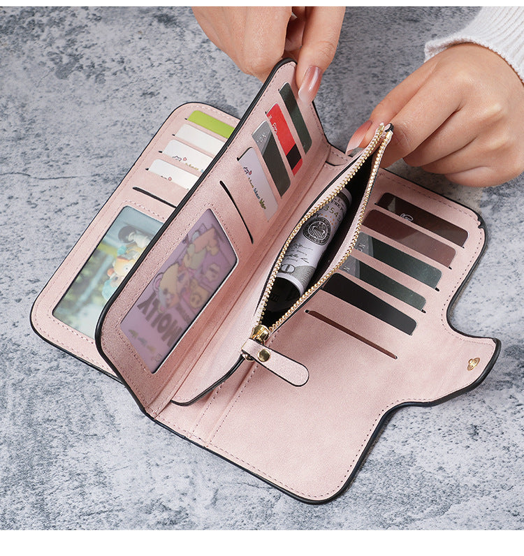 Cross-Border Hot Selling Long Buckle Women's Wallet Coin Purse Multi-Color Card Slot Mobile Phone Bag Clutch Bag Card Holder Wallet