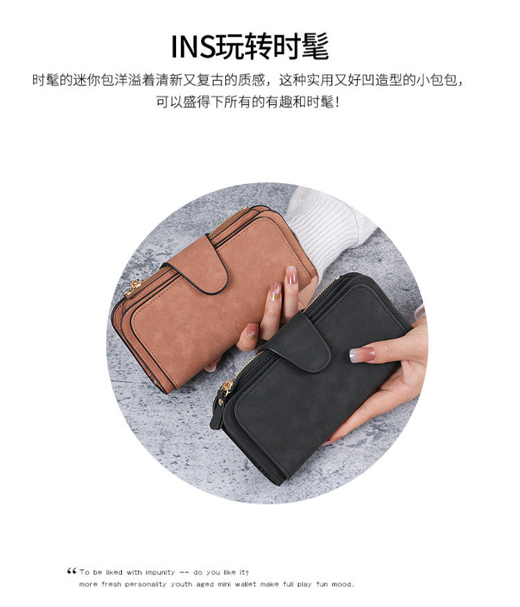 Cross-Border Hot Selling Long Buckle Women's Wallet Coin Purse Multi-Color Card Slot Mobile Phone Bag Clutch Bag Card Holder Wallet