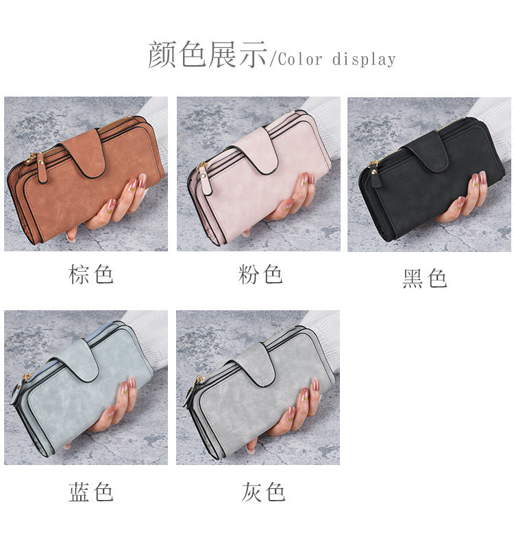 Cross-Border Hot Selling Long Buckle Women's Wallet Coin Purse Multi-Color Card Slot Mobile Phone Bag Clutch Bag Card Holder Wallet