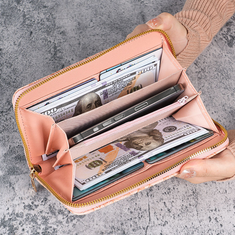 Factory New Wallet Korean Style Cute Long Coin Purse Large Capacity Women Multi Card Zipper Handheld Mobile Phone Bag for Women