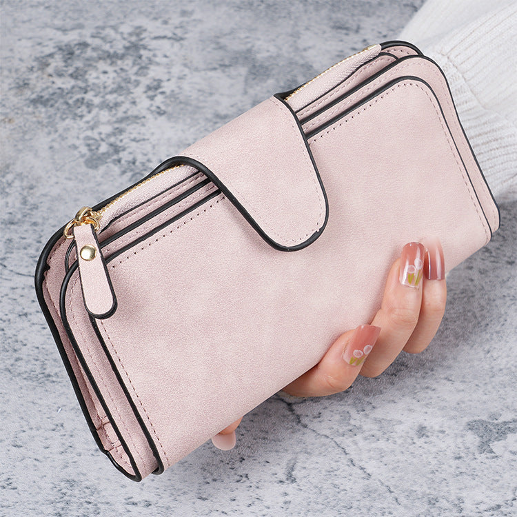 Cross-Border Hot Selling Long Buckle Women's Wallet Coin Purse Multi-Color Card Slot Mobile Phone Bag Clutch Bag Card Holder Wallet