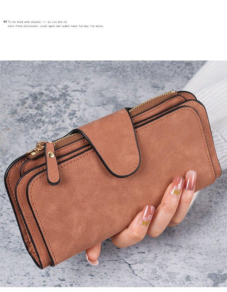 Cross-Border Hot Selling Long Buckle Women's Wallet Coin Purse Multi-Color Card Slot Mobile Phone Bag Clutch Bag Card Holder Wallet