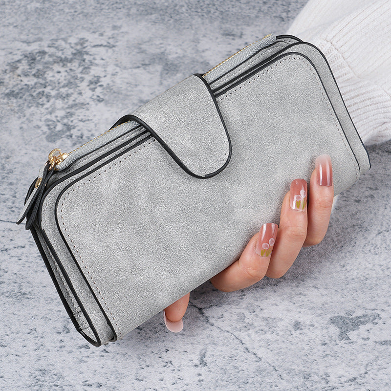 Cross-Border Hot Selling Long Buckle Women's Wallet Coin Purse Multi-Color Card Slot Mobile Phone Bag Clutch Bag Card Holder Wallet