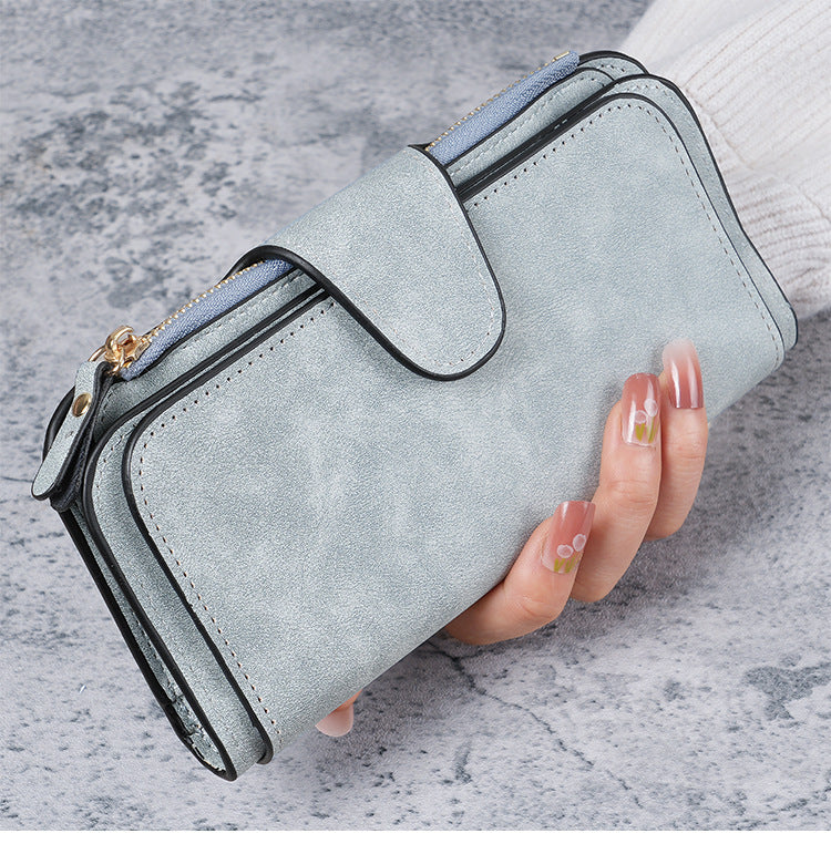 Cross-Border Hot Selling Long Buckle Women's Wallet Coin Purse Multi-Color Card Slot Mobile Phone Bag Clutch Bag Card Holder Wallet