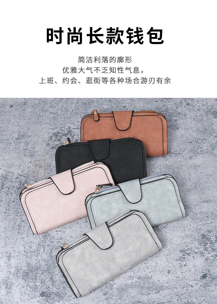 Cross-Border Hot Selling Long Buckle Women's Wallet Coin Purse Multi-Color Card Slot Mobile Phone Bag Clutch Bag Card Holder Wallet