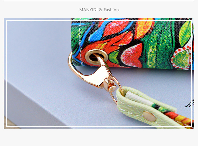 New Wallet Women's Long Zipper Clutch Soft Wallet Fashionable Cross Pattern Printed Student Change Mobile Phone Bag