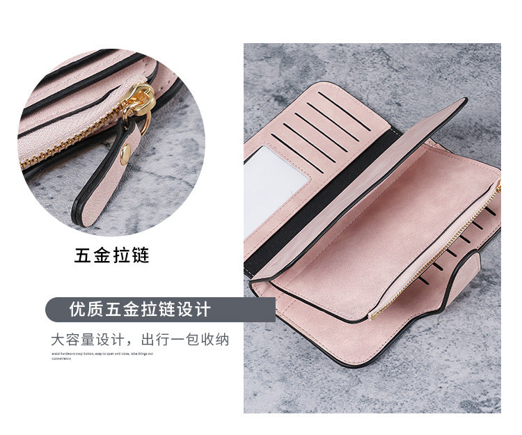 Cross-Border Hot Selling Long Buckle Women's Wallet Coin Purse Multi-Color Card Slot Mobile Phone Bag Clutch Bag Card Holder Wallet