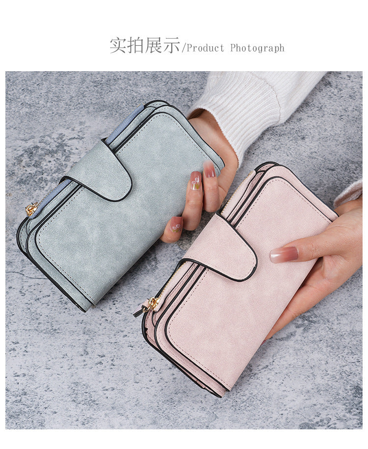 Cross-Border Hot Selling Long Buckle Women's Wallet Coin Purse Multi-Color Card Slot Mobile Phone Bag Clutch Bag Card Holder Wallet
