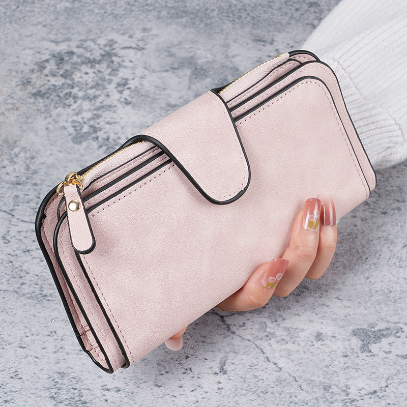 Cross-Border Hot Selling Long Buckle Women's Wallet Coin Purse Multi-Color Card Slot Mobile Phone Bag Clutch Bag Card Holder Wallet
